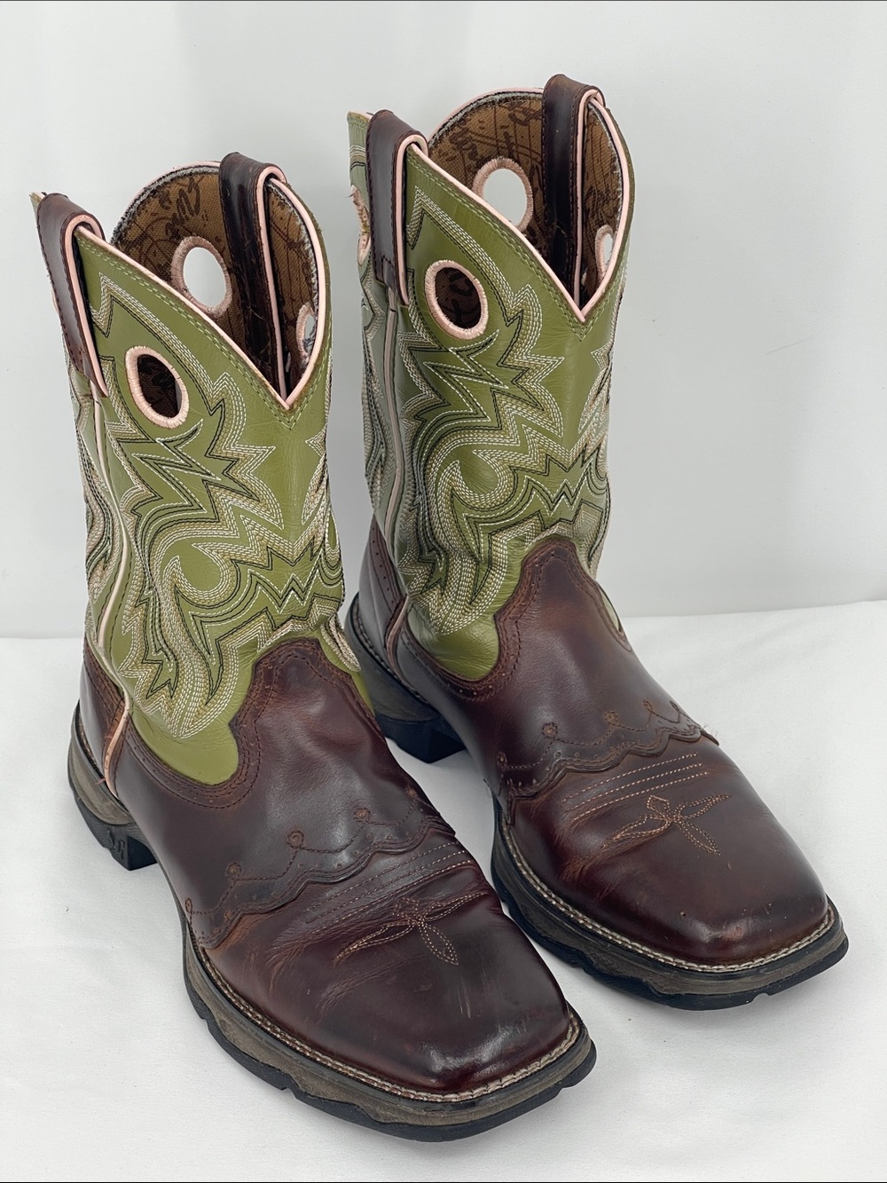 Durango Olive Green and Brown Western Cowboy Boots WOMENS SIZE 8 M